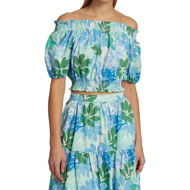 Xirena Elle Cotton Cropped Top in Blue Sails - Size Large