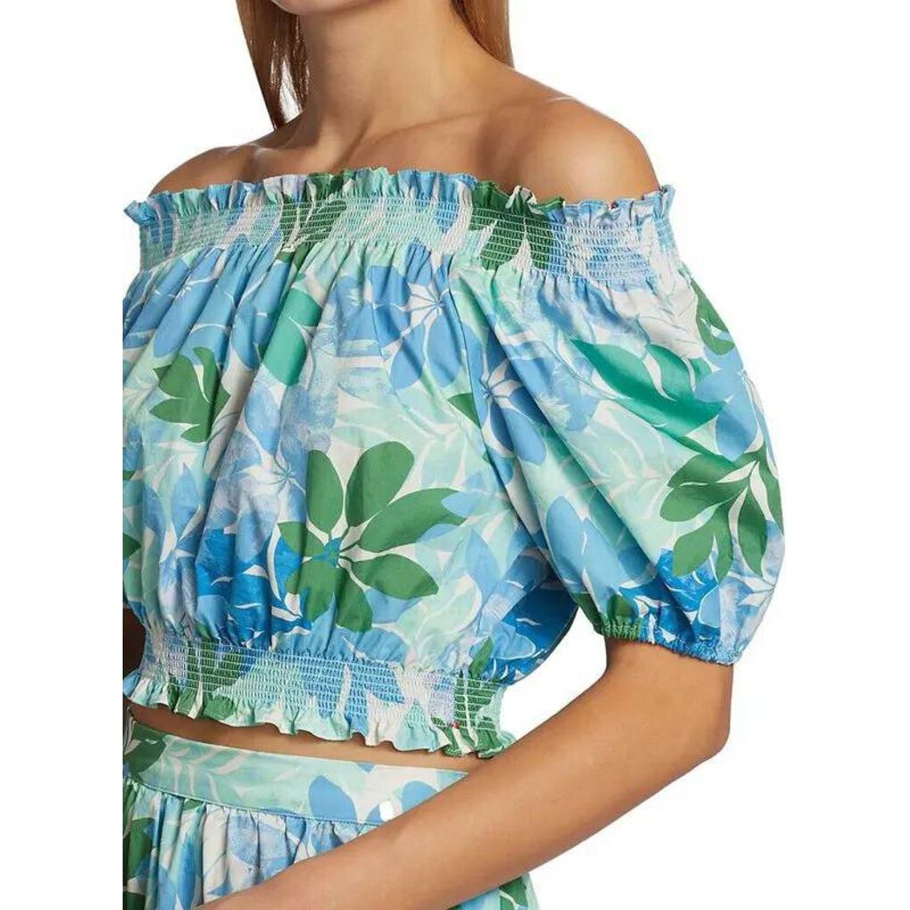 Xirena Elle Cotton Cropped Top in Blue Sails - Size Large