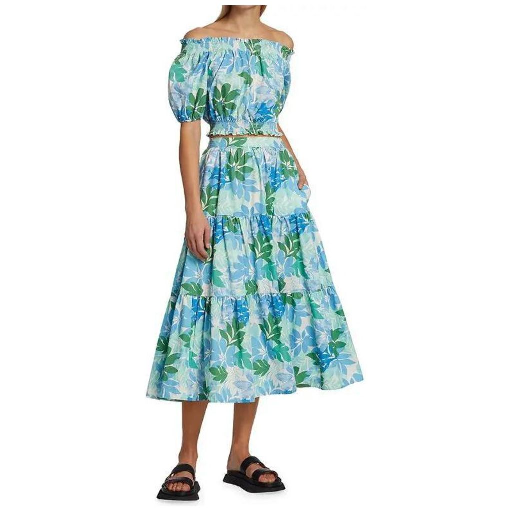 Xirena Angeline Tiered Maxi Skirt in Blue Sails - Size Large