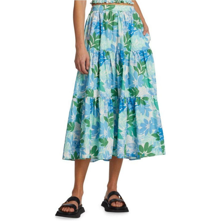 Xirena Angeline Tiered Maxi Skirt in Blue Sails - Size Large