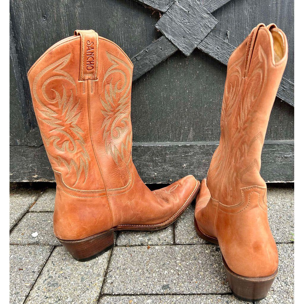 Sancho Brown Cowboy Boots Snipe Toe - Size 40