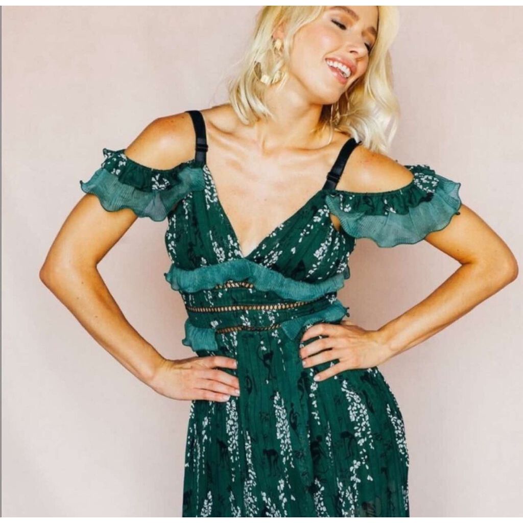 Choosy Uptown Pleated Floral Midi Dress - Size 6