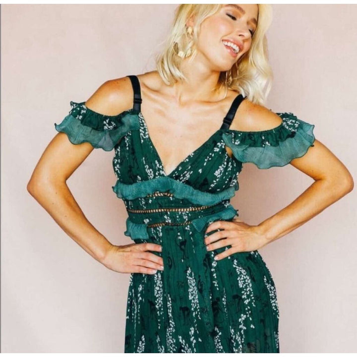 Choosy Uptown Pleated Floral Midi Dress - Size 6