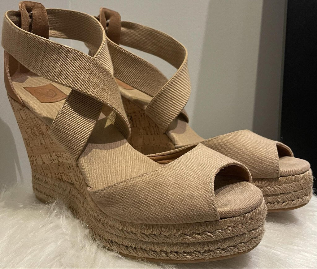 Tory Burch Peep Toe Espadrilles - Size 9.5