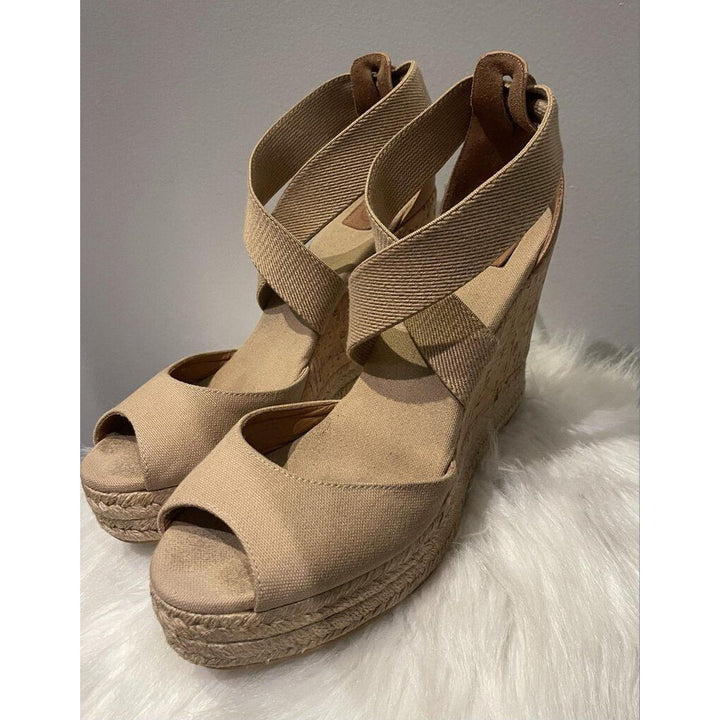 Tory Burch Peep Toe Espadrilles - Size 9.5