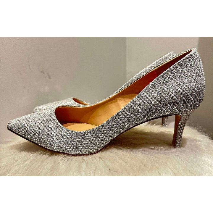 Badgley Mischka Glitter Rudy Pointed Toe Heels - Size 9.5