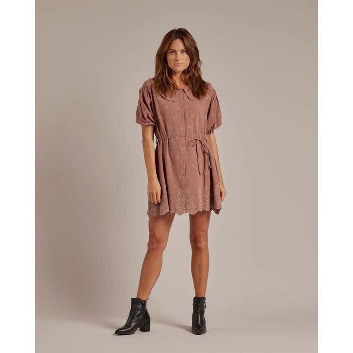 Rylee + Cru NWT Olive Grapevine Embroidery Dress - Size Medium