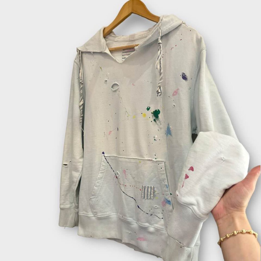 Camp Isidro Indigo Dyed Paint Splatter Camp Counselor Hoodie - Size Large