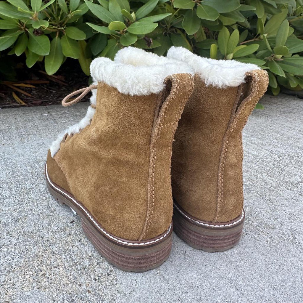 Madewell The Clair Lace-Up Boot in Shearling-Lined Suede - Size 7