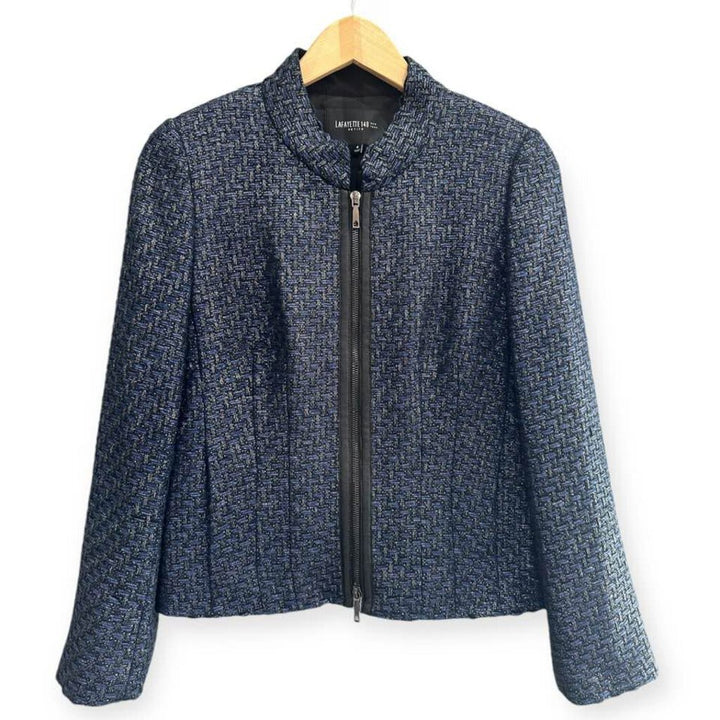Lafayette 148 Metallic Basketweave Evening Jacket - Size 8P