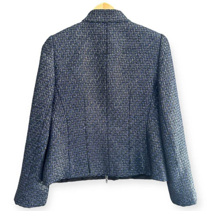 Lafayette 148 Metallic Basketweave Evening Jacket - Size 8P