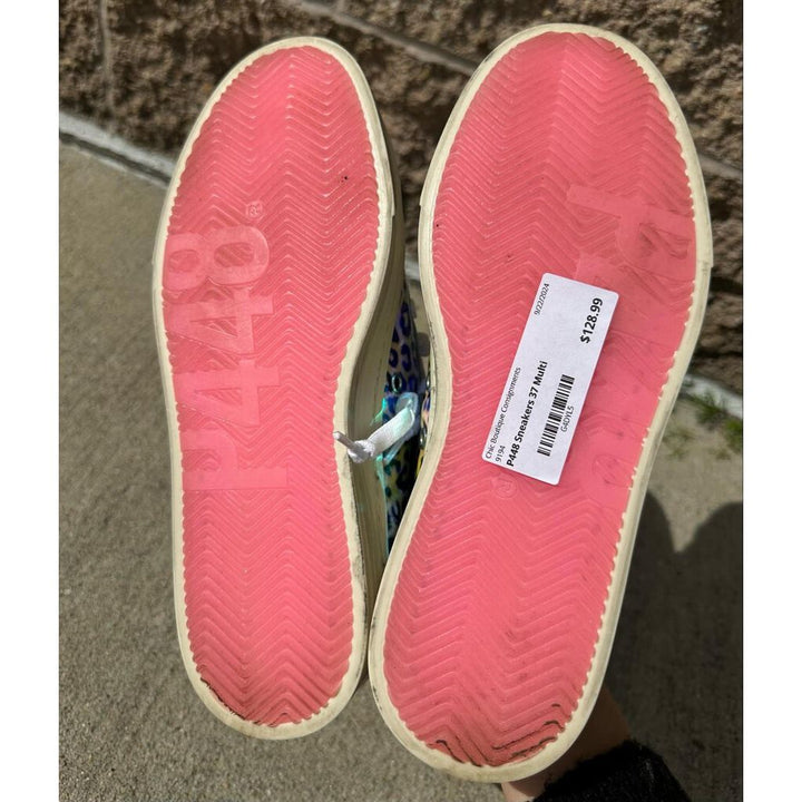 P448 Jack Leopard Print Holographic Low Top Sneakers - Size 37