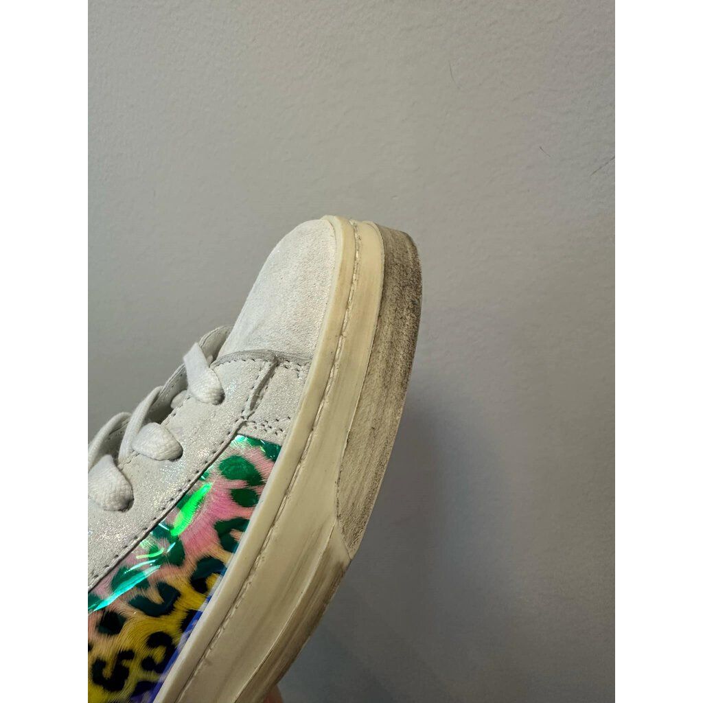 P448 Jack Leopard Print Holographic Low Top Sneakers - Size 37