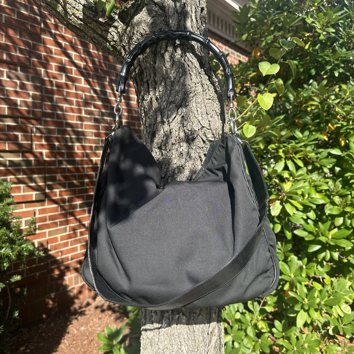 Gucci Nylon Bamboo Handle Tote