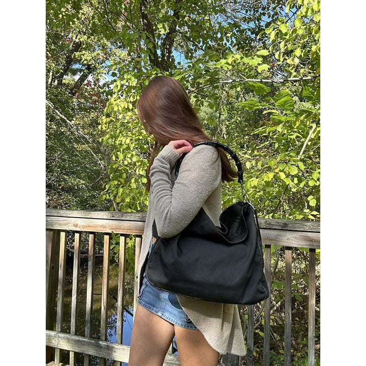 Gucci Nylon Bamboo Handle Tote