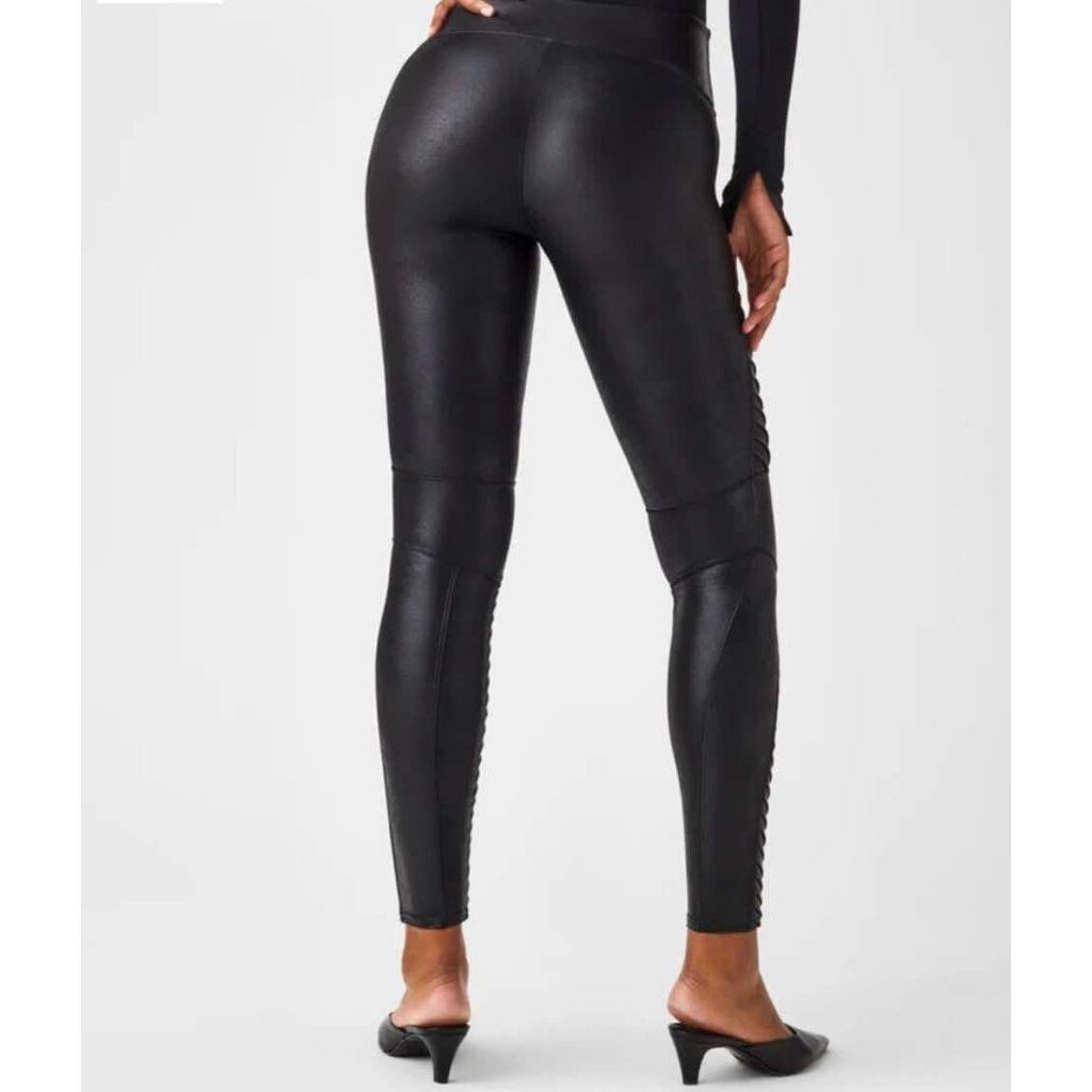 Spanx Faux Leather Moto Leggings - Size Small