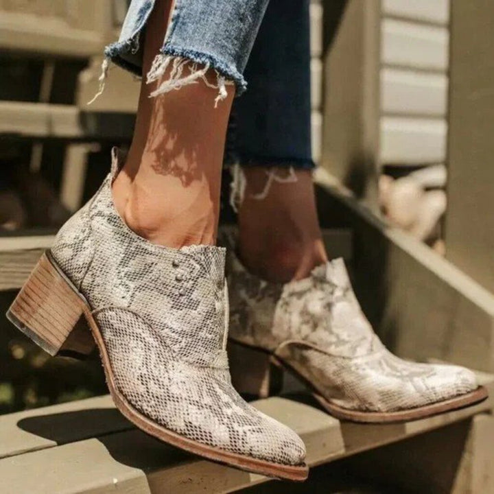 Free Bird Sadie Booties in White Python - Size 10