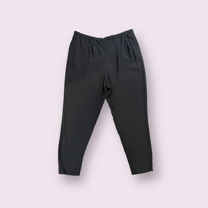 Eileen Fisher NWT Black Silk Georgette Crepe Pant - Size XL