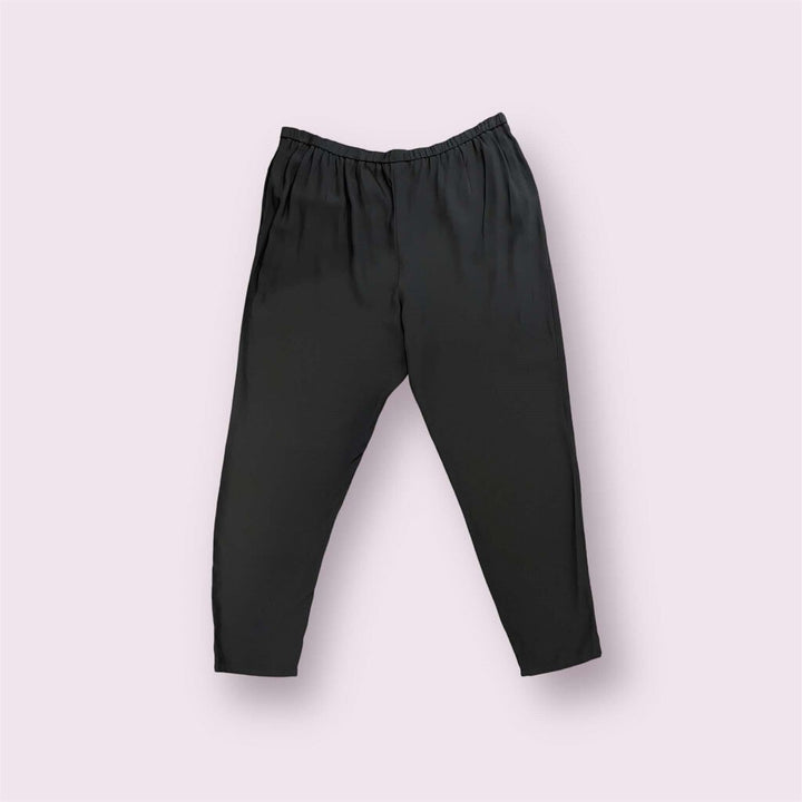 Eileen Fisher NWT Black Silk Georgette Crepe Pant - Size XL