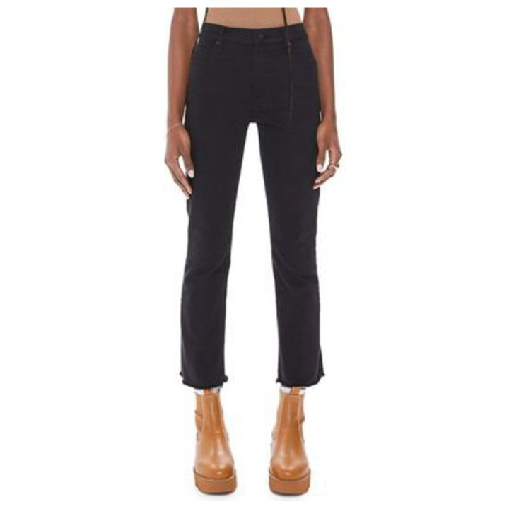 Mother The Rascal High Waist Fray Hem Ankle Jeans in Pitch - Size 4