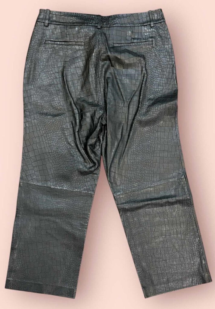 Avec Les Filles Croc Embossed Leather Wide Leg Pants - Size Large