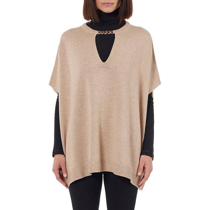 Bruno Magli Chain Keyholeneck Wool Blend Poncho - OS