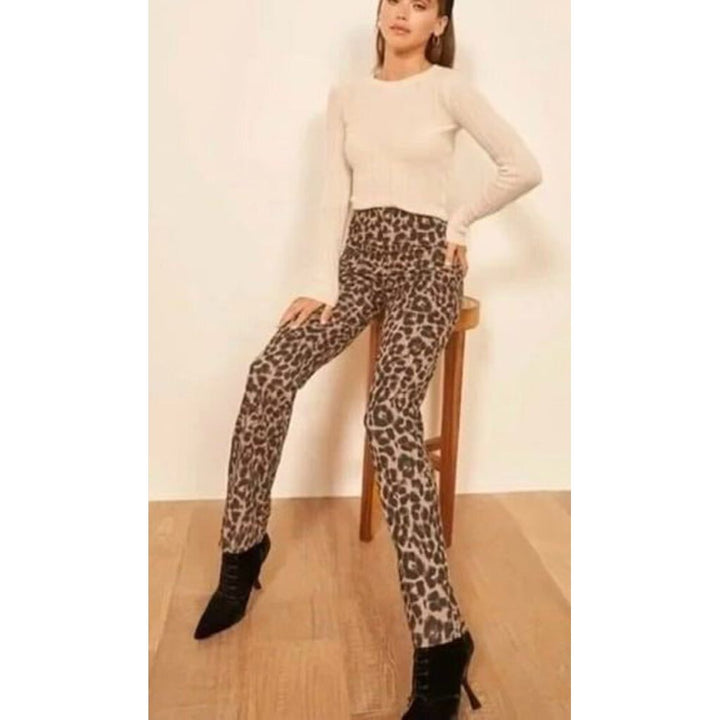 Reformation Sera High-Rise Leopard Print Pants - Size 10