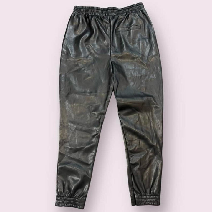 Avec Les Files NWT Black Faux Leather Jogger Pants - Size Small