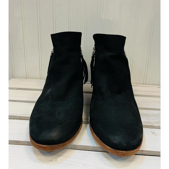 Sam Edelman Packer Ankle Black Suede Leather Double Zip Heeled Bootie - Size 8