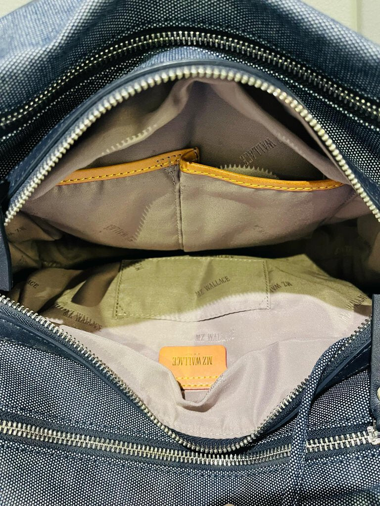 MZ Wallace Blue Black Shoulder Handbag Tote