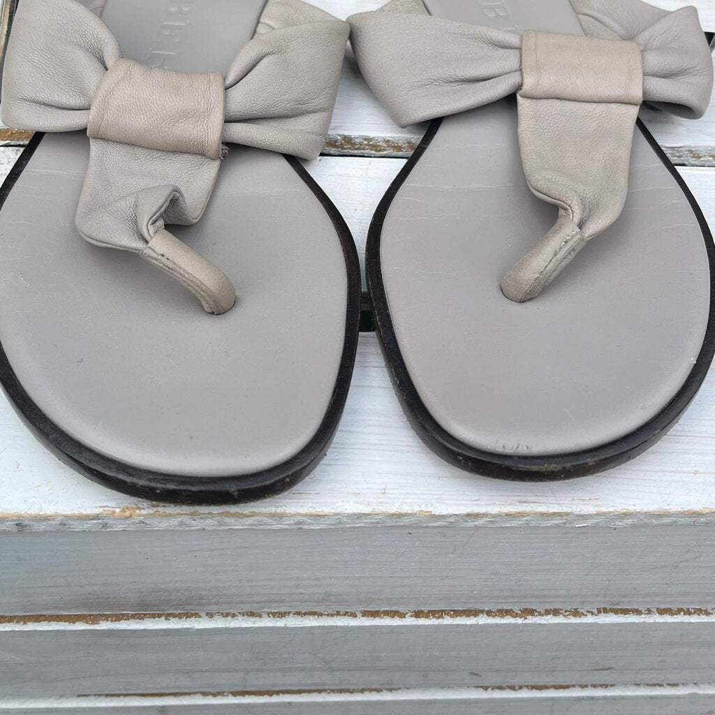 Burberry Leather Thong Flat Logo Sandals - Size 37