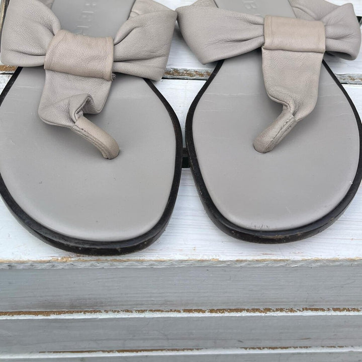 Burberry Leather Thong Flat Logo Sandals - Size 37