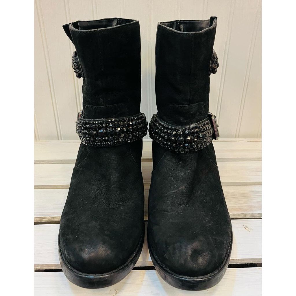 Kurt Geiger Carvela Black Studded Buckle Booties - Size 39