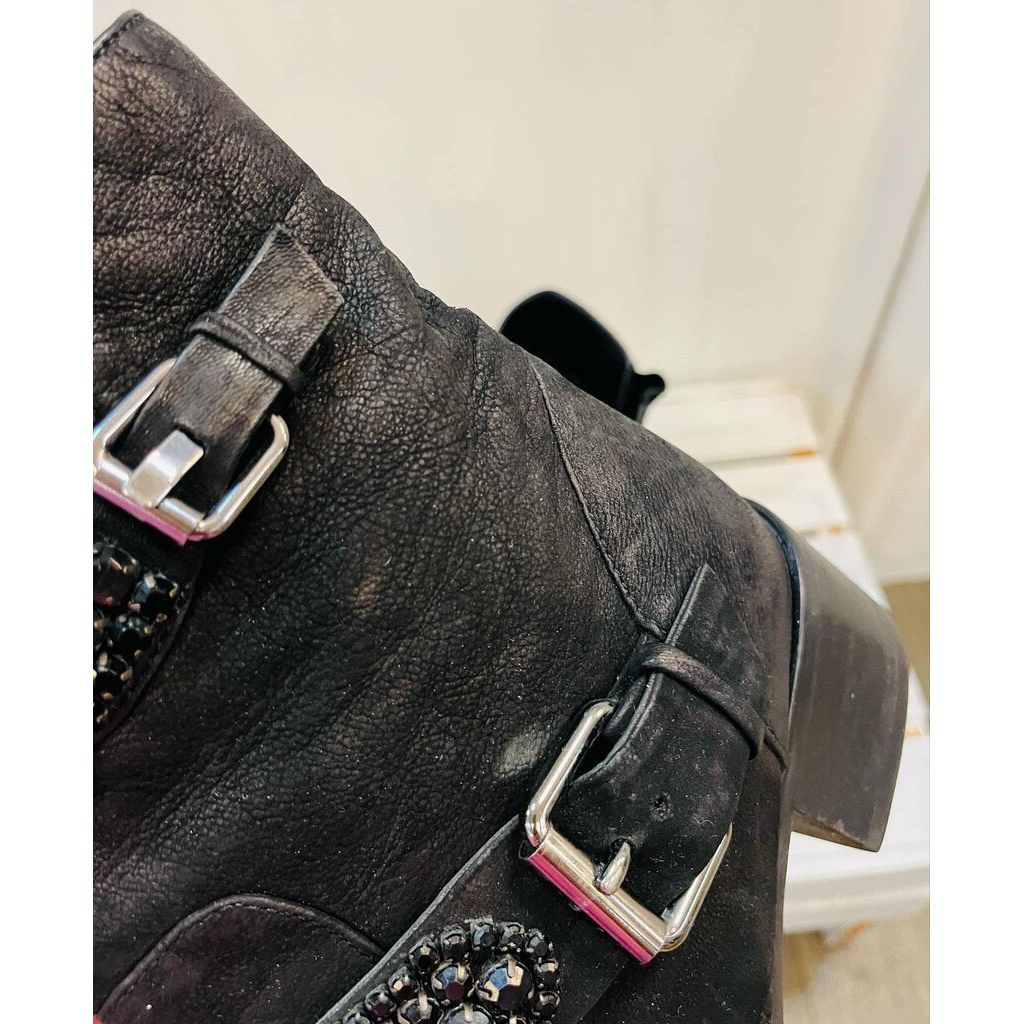 Kurt Geiger Carvela Black Studded Buckle Booties - Size 39