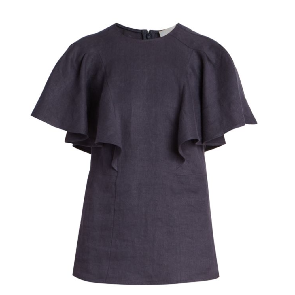 Chloé NWT Linen Flutter Sleeve Top in Ink Navy - Size 42