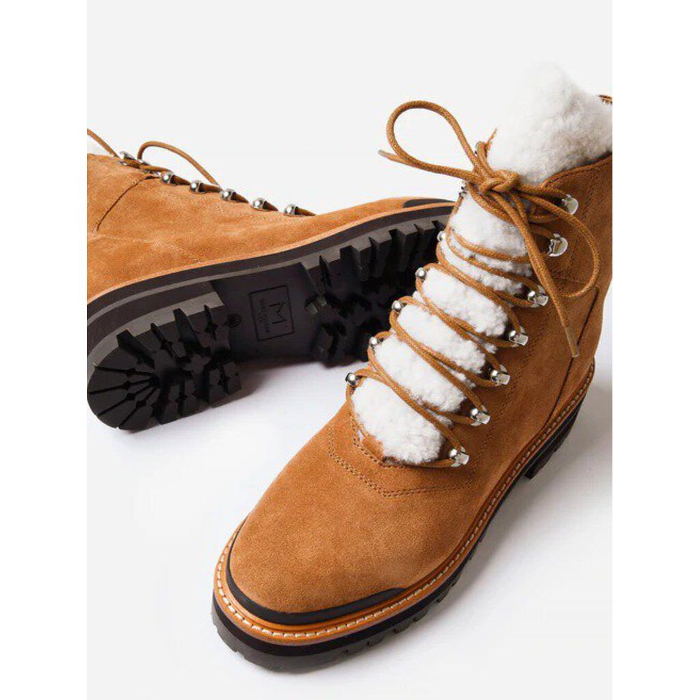 Marc Fisher Izzie Genuine Shearling Lugsole Ankle Boot - Size 6
