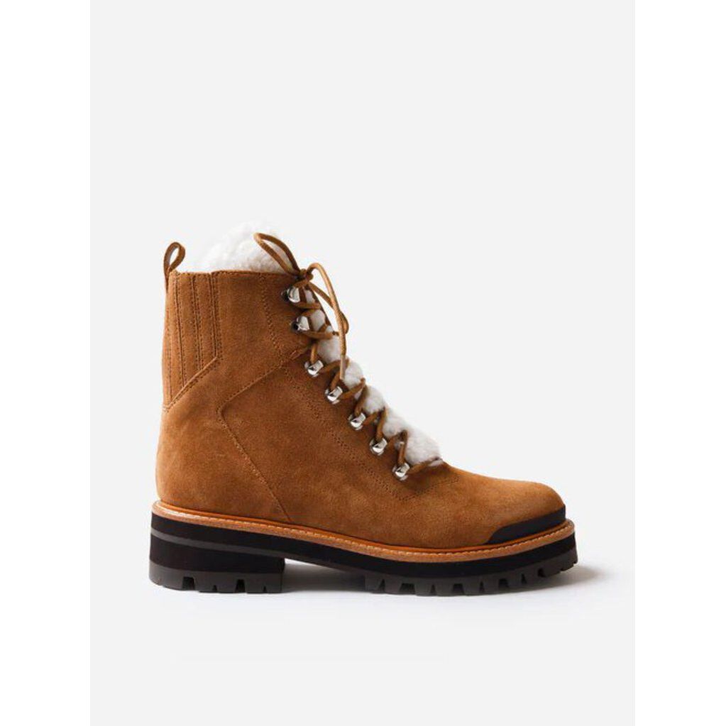 Marc Fisher Izzie Genuine Shearling Lugsole Ankle Boot - Size 6