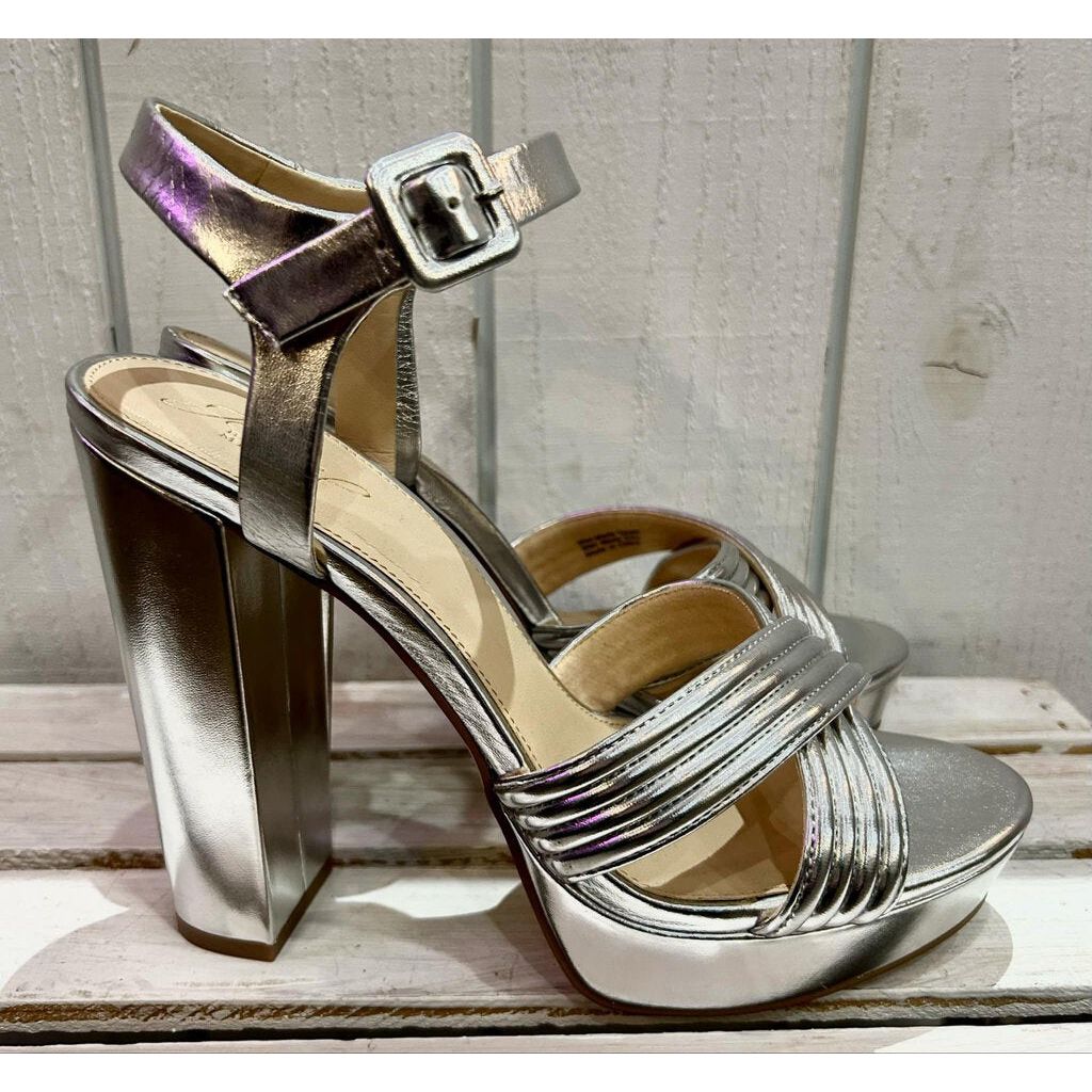 Badgley Mischka Jewel Silver Open Toe Platform Heel