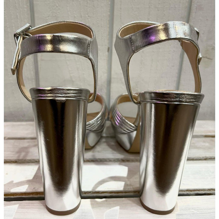 Badgley Mischka Jewel Silver Open Toe Platform Heel