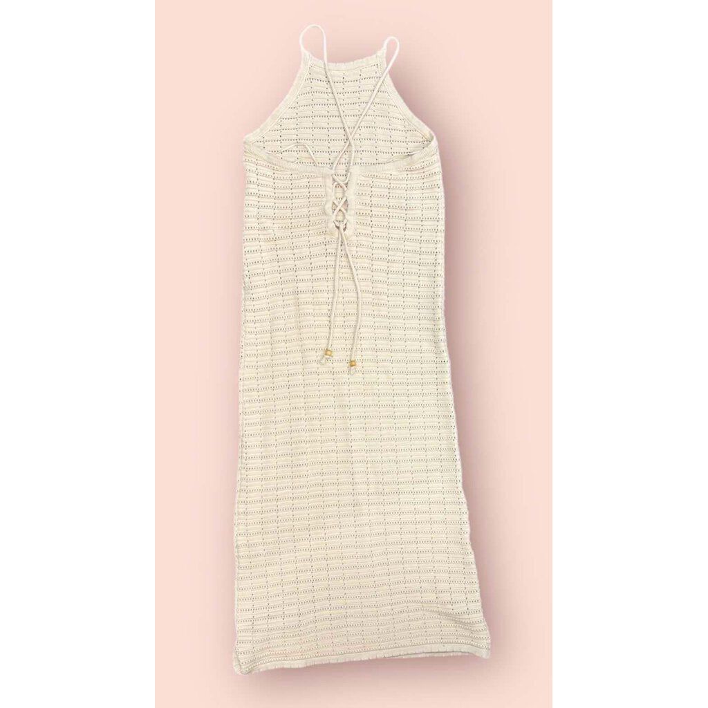 Miou Muse NWT Crochet Halter Neck Midi Dress - Size Large