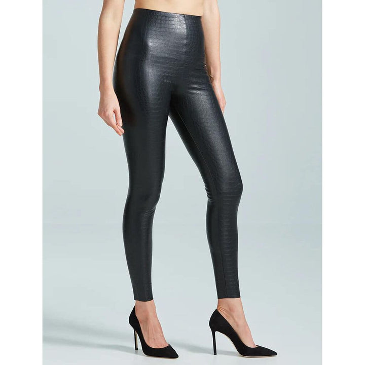 Commando Faux Leather Animal Legging in Black Croc - Size XS