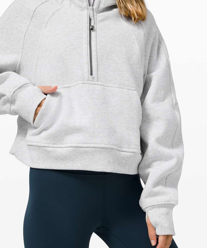 Lululemon Scuba Oversized 1/2 Zip Hoodie in Heathered Core Ultra Light Grey - Size XS/S(Retails $118)