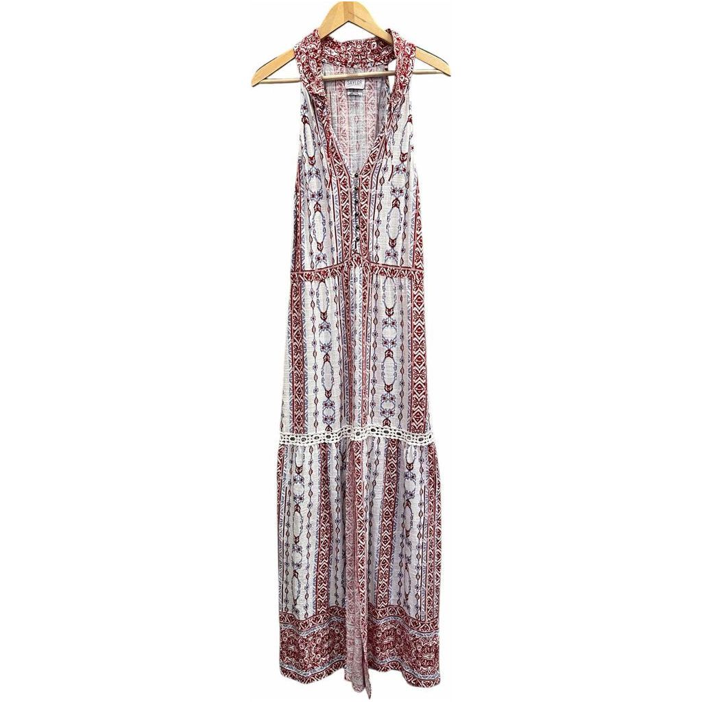 Saylor Halter Embroidered Maxi Dress - Size Small