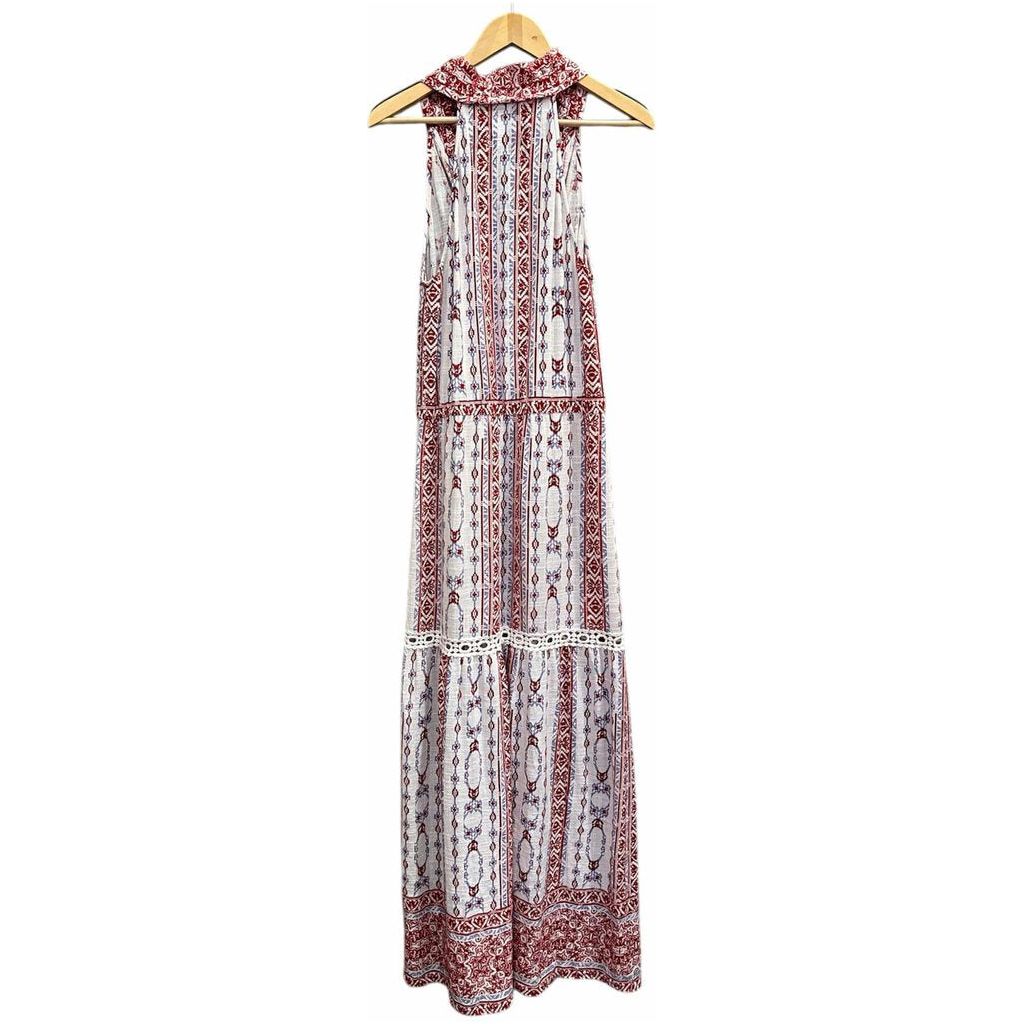 Saylor Halter Embroidered Maxi Dress - Size Small