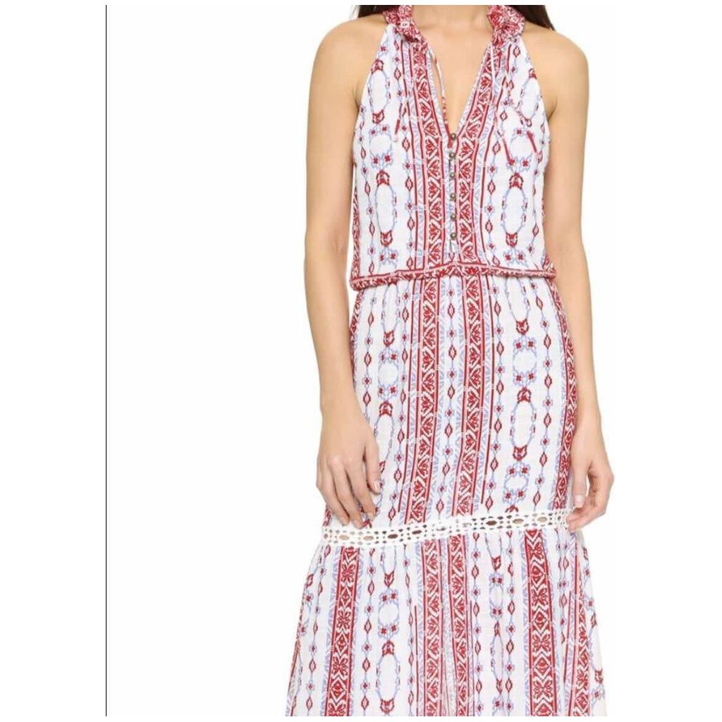 Saylor Halter Embroidered Maxi Dress - Size Small