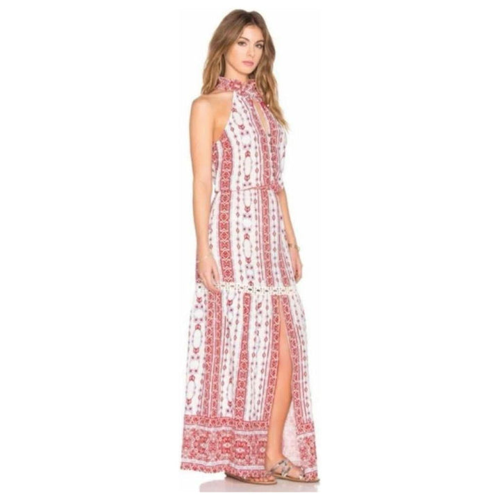 Saylor Halter Embroidered Maxi Dress - Size Small