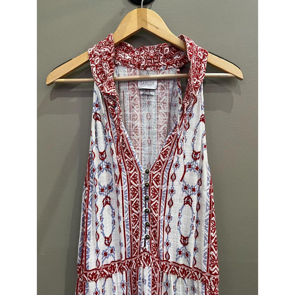 Saylor Halter Embroidered Maxi Dress - Size Small