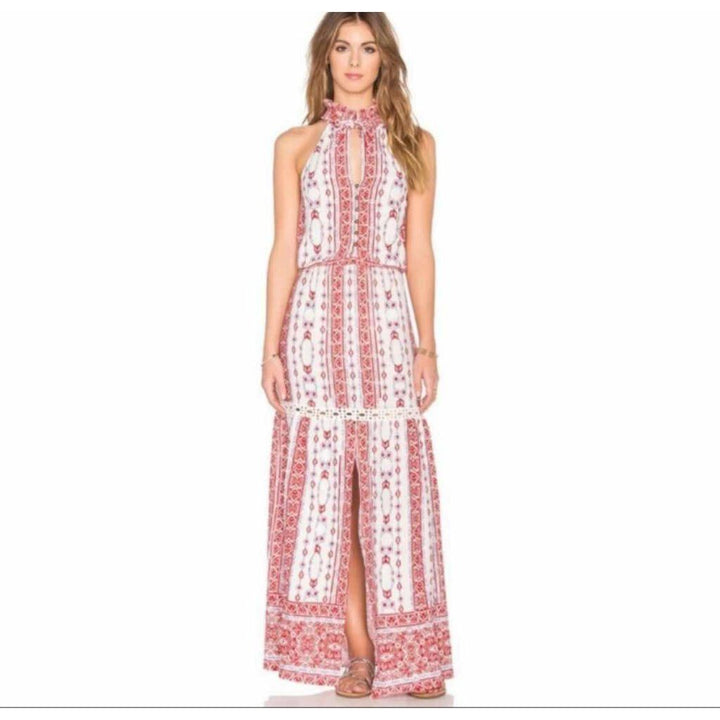 Saylor Halter Embroidered Maxi Dress - Size Small