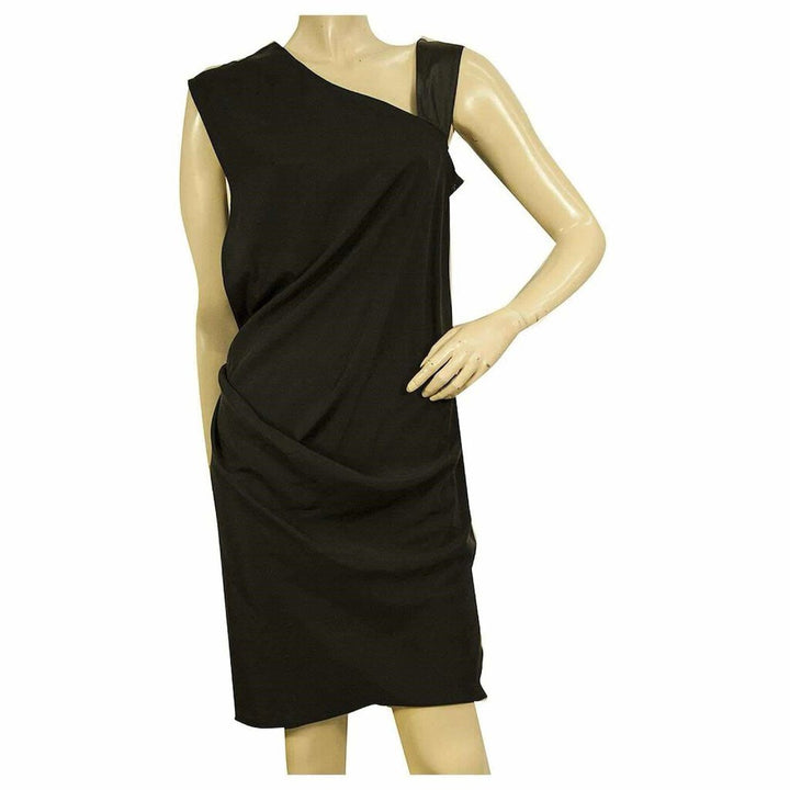 Helmut Lang Sleeveless Draped One Asymmetric Strap Black Dress - Size 8