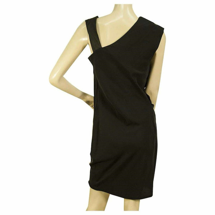 Helmut Lang Sleeveless Draped One Asymmetric Strap Black Dress - Size 8